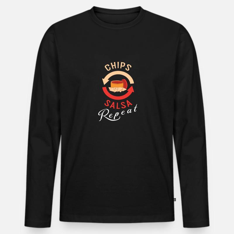 Chips und Salsa Nachos - Männer Premium Bio Langarmshirt - Schwarz