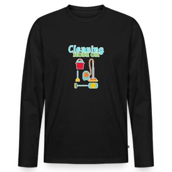 Femme de ménage Ménage - T-shirt manches longues Premium bio Homme - noir - Devant - Nico (187cm)