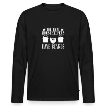Femme de ménage Ménage - T-shirt manches longues Premium bio Homme - noir - Devant - Nico (187cm)
