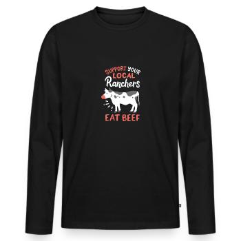 Bauer Rind - Männer Premium Bio Langarmshirt - Schwarz - Vorne - Nico (187cm)