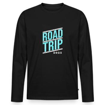 Road Trip - Männer Premium Bio Langarmshirt - Schwarz - Vorne - Nico (187cm)