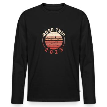 Road Trip - Männer Premium Bio Langarmshirt - Schwarz - Vorne - Nico (187cm)