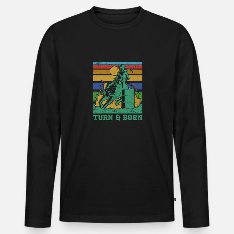 Barrel Racing - Männer Premium Bio Langarmshirt - Schwarz