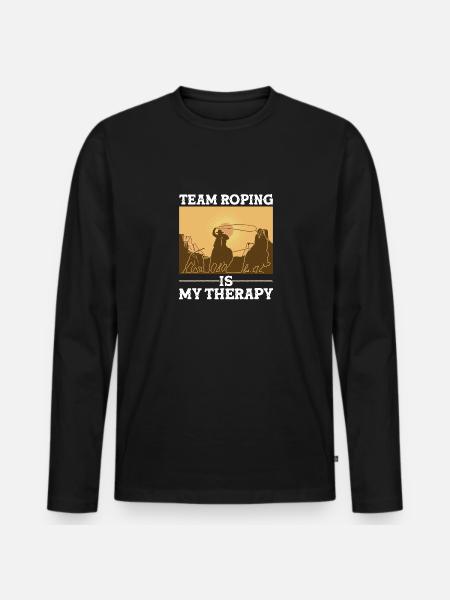 Team Roping - Männer Premium Bio Langarmshirt - Schwarz