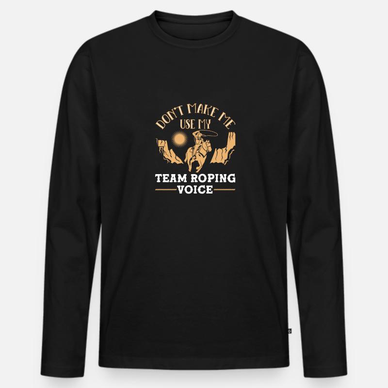 Team Roping - Männer Premium Bio Langarmshirt - Schwarz