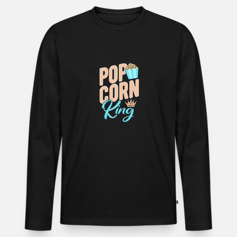 Popcorn - Männer Premium Bio Langarmshirt - Schwarz