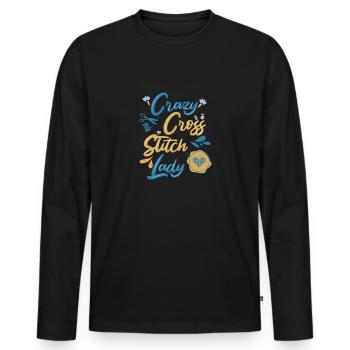 Cross Stitch Cross Stitch Embroidery - Men's Premium Organic Long Sleeve Shirt - black - Front - Nico (187cm)