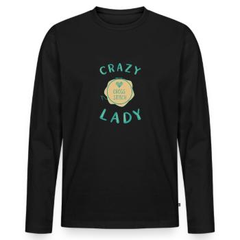Cross Stitch Cross Stitch Embroidery - Men's Premium Organic Long Sleeve Shirt - black - Front - Nico (187cm)