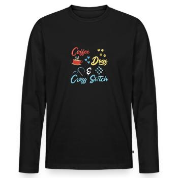 Cross Stitch Cross Stitch Embroidery - Men's Premium Organic Long Sleeve Shirt - black - Front - Nico (187cm)