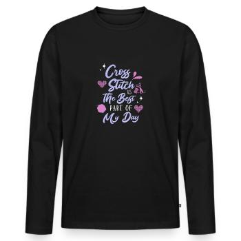 Cross Stitch Cross Stitch Embroidery - Men's Premium Organic Long Sleeve Shirt - black - Front - Nico (187cm)