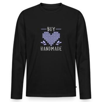 Cross Stitch Cross Stitch Embroidery - Men's Premium Organic Long Sleeve Shirt - black - Front - Nico (187cm)