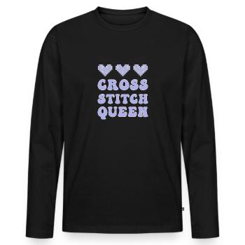 Cross Stitch Cross Stitch Embroidery - Men's Premium Organic Long Sleeve Shirt - black - Front - Nico (187cm)