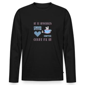 Cross Stitch Cross Stitch Embroidery - Men's Premium Organic Long Sleeve Shirt - black - Front - Nico (187cm)