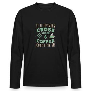 Cross Stitch Cross Stitch Embroidery - Men's Premium Organic Long Sleeve Shirt - black - Front - Nico (187cm)
