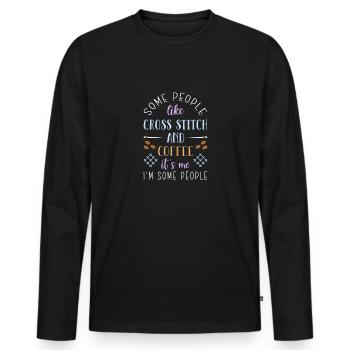Cross Stitch Cross Stitch Embroidery - Men's Premium Organic Long Sleeve Shirt - black - Front - Nico (187cm)