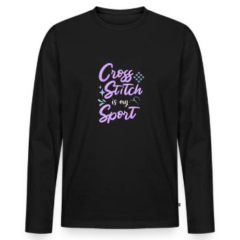 Cross Stitch Cross Stitch Embroidery - Men's Premium Organic Long Sleeve Shirt - black - Front - Nico (187cm)