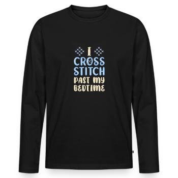 Cross Stitch Cross Stitch Embroidery - Men's Premium Organic Long Sleeve Shirt - black - Front - Nico (187cm)