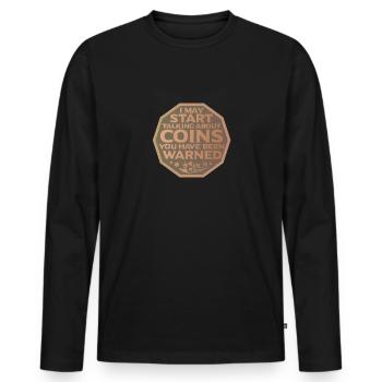 Les collectionneurs de pièces collectent des pièces - T-shirt manches longues Premium bio Homme - noir - Devant - Nico (187cm)