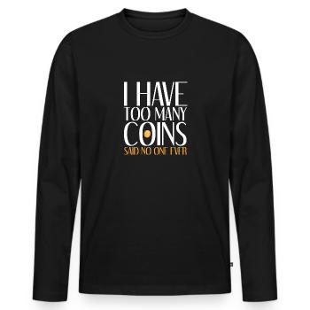 Les collectionneurs de pièces collectent des pièces - T-shirt manches longues Premium bio Homme - noir - Devant - Nico (187cm)