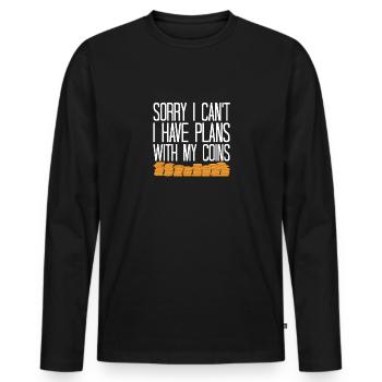 Les collectionneurs de pièces collectent des pièces - T-shirt manches longues Premium bio Homme - noir - Devant - Nico (187cm)