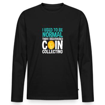 Les collectionneurs de pièces collectent des pièces - T-shirt manches longues Premium bio Homme - noir - Devant - Nico (187cm)