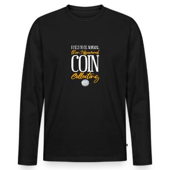 Les collectionneurs de pièces collectent des pièces - T-shirt manches longues Premium bio Homme - noir - Devant - Nico (187cm)