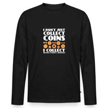 Les collectionneurs de pièces collectent des pièces - T-shirt manches longues Premium bio Homme - noir - Devant - Nico (187cm)