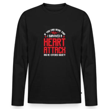Heart attack survivor - Men's Premium Organic Long Sleeve Shirt - black - Front - Nico (187cm)