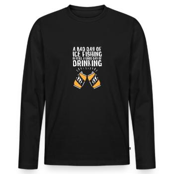 Eisangeln Eisfischen - Männer Premium Bio Langarmshirt - Schwarz - Vorne - Nico (187cm)