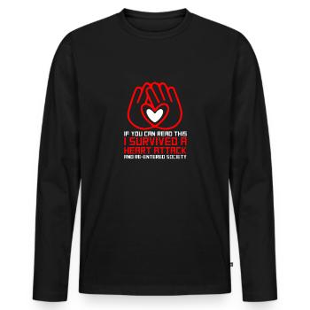 Heart attack survivor - Men's Premium Organic Long Sleeve Shirt - black - Front - Nico (187cm)