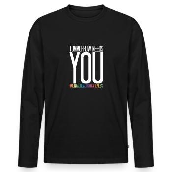 Mental Health Mentale Gesundheit - Men's Premium Organic Long Sleeve Shirt - black - Front - Nico (187cm)
