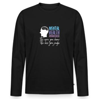 Mental Health Mentale Gesundheit - Men's Premium Organic Long Sleeve Shirt - black - Front - Nico (187cm)