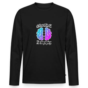 Mental Health Mentale Gesundheit - Men's Premium Organic Long Sleeve Shirt - black - Front - Nico (187cm)