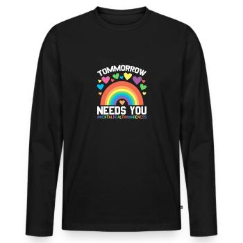 Mental Health Mentale Gesundheit - Men's Premium Organic Long Sleeve Shirt - black - Front - Nico (187cm)