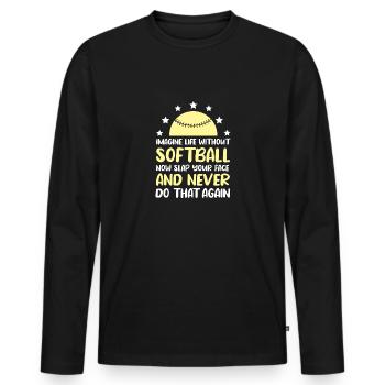 Softball - Men's Premium Organic Long Sleeve Shirt - black - Front - Nico (187cm)