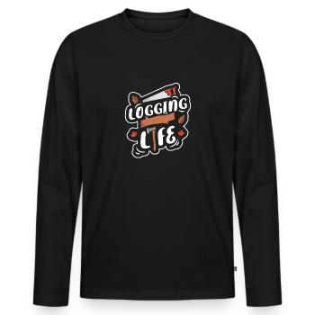 Bûcheron Bûcheron Tronçonneuse - T-shirt manches longues Premium bio Homme - noir - Devant - Nico (187cm)