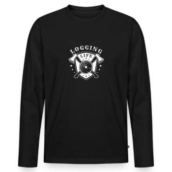 Bûcheron Bûcheron Tronçonneuse - T-shirt manches longues Premium bio Homme - noir - Devant - Nico (187cm)
