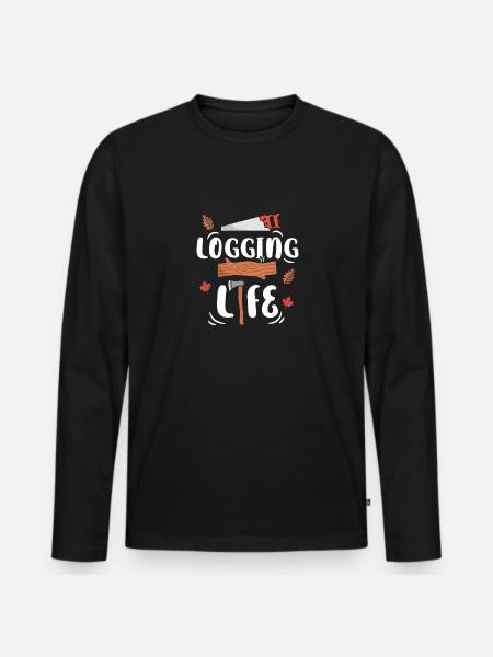 Logger Lumberjack Chainsaw - Men's Premium Organic Long Sleeve Shirt - black