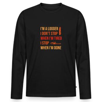 Bûcheron Bûcheron Tronçonneuse - T-shirt manches longues Premium bio Homme - noir - Devant - Nico (187cm)