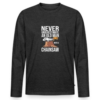 Logger Lumberjack Chainsaw - Men's Premium Organic Long Sleeve Shirt - heather anthracite - Front - Nico (187cm)