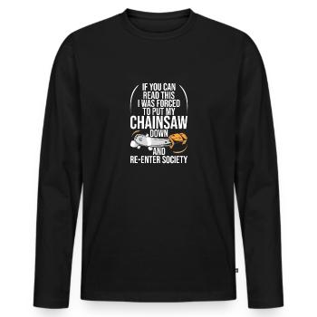 Bûcheron Bûcheron Tronçonneuse - T-shirt manches longues Premium bio Homme - noir - Devant - Nico (187cm)