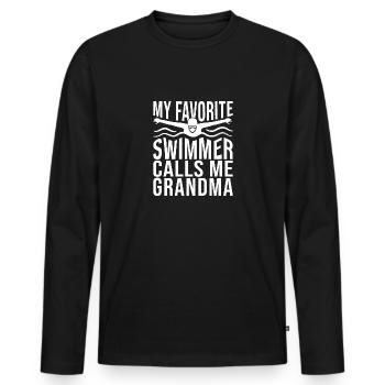 Schwimmen Schwimmer - Männer Premium Bio Langarmshirt - Schwarz - Vorne - Nico (187cm)