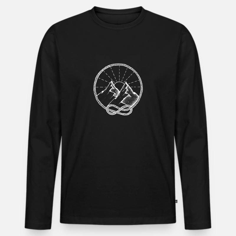 Berglandschaft im Seil - Männer Premium Bio Langarmshirt - Schwarz