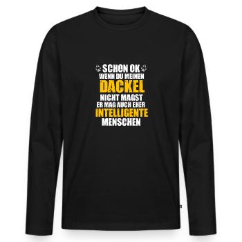 Dackel Spruch - Männer Premium Bio Langarmshirt - Schwarz - Vorne - Nico (187cm)