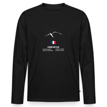 montagne aiguille midi drapeau leewarddesign - T-shirt manches longues Premium bio Homme - noir - Devant - Nico (187cm)