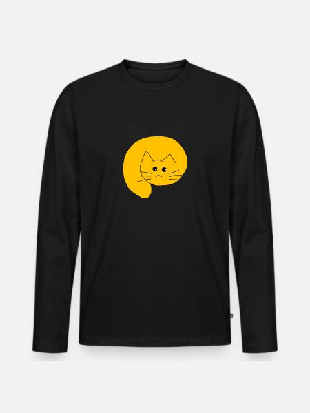 Cat yellow - Men's Premium Organic Long Sleeve Shirt - black