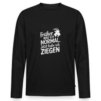 Früher war ich normal jetzt habe ich Ziegen - Männer Premium Bio Langarmshirt - Schwarz - Vorne - Nico (187cm)