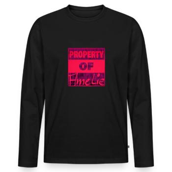 Besitz von Amelie - Männer Premium Bio Langarmshirt - Schwarz - Vorne - Nico (187cm)
