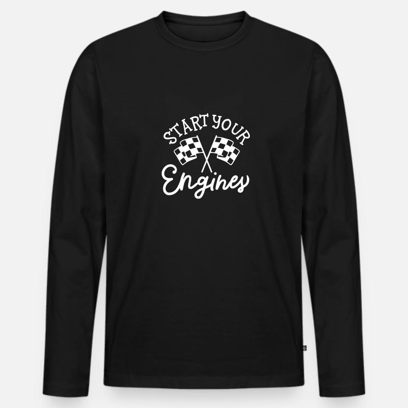 Starten Sie Ihre Motoren - Männer Premium Bio Langarmshirt - Schwarz