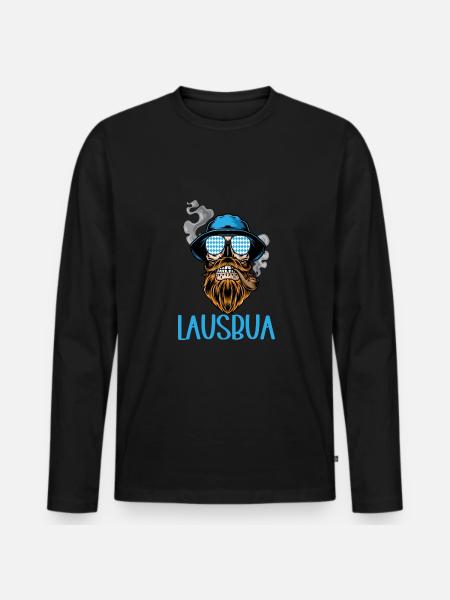 Lausbua Lausbub Lederhosen Trachten - Männer Premium Bio Langarmshirt - Schwarz